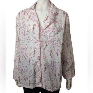 Women's Pink and White Pajama Top comes with matching Bottoms